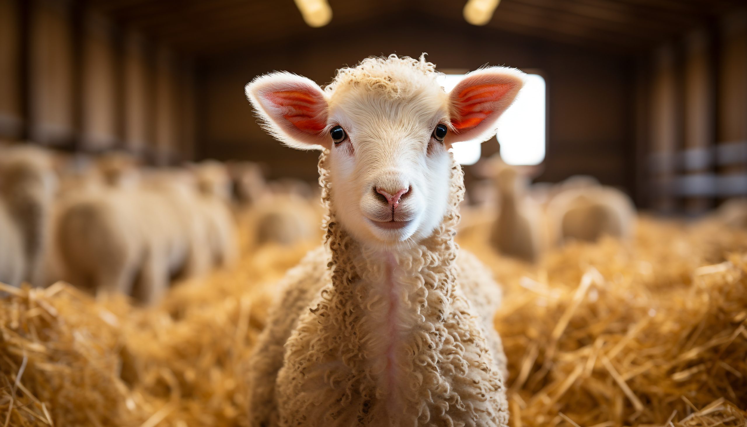 Cute lamb grazing in a meadow on a farm generated by AI